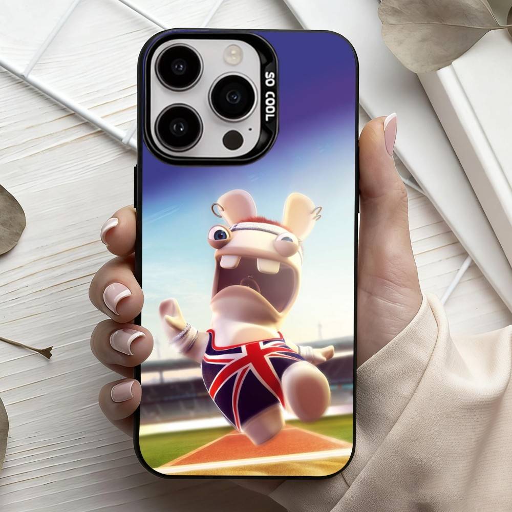 R-Rayman Raving-G R-Rabbids Чехол для телефона для iPhone 17, 16, 15, 14, 13, 12, 11 Plus, Pro Max Черный Конфетный Посеребренный Чехол