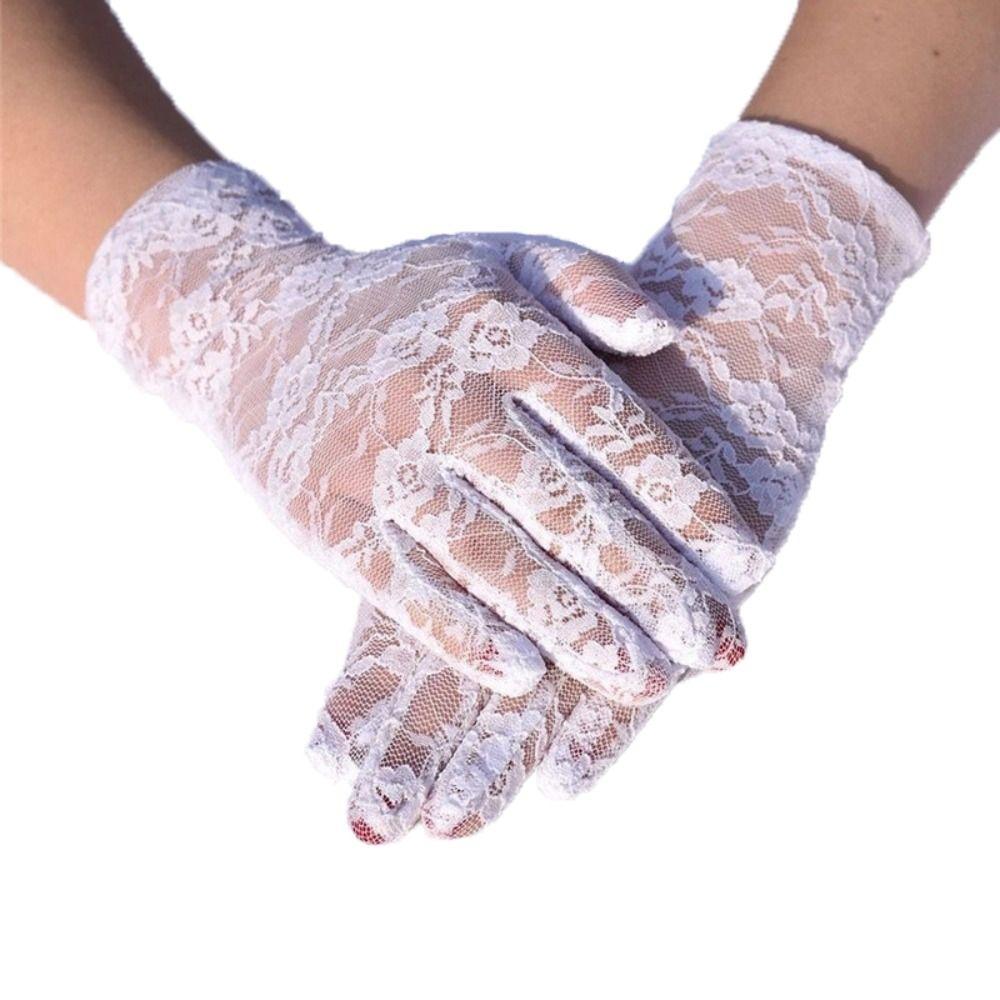 Прозрачные кружевные перчатки с цветочным узором, сетчатые перчатки с отверстиями для защиты от солнца, перчатки от солнца, женские/девичьи