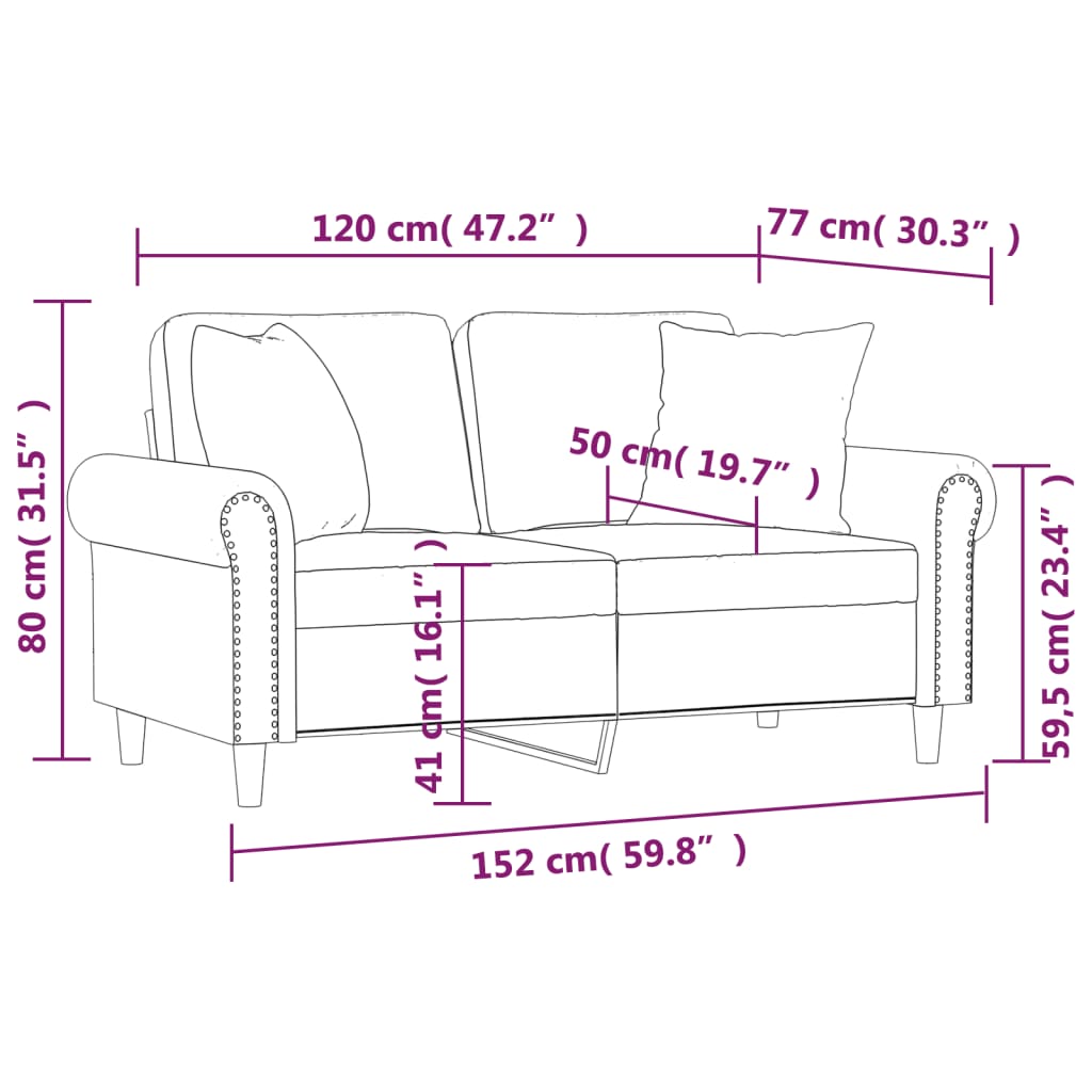Vidaxl 2-Osobowa Sofa Z Poduszkami, Ciemnoszara, 120 Cm, Aksamit