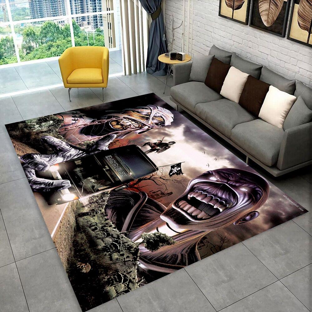 3D I-Iron-M-Maidens Metal Music Rug Carpet for Living Room Bedroom Decor,kids Play Non-slip Decoration for Sofa Doormat Gift