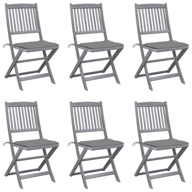 Day and Night - Day and Night Folding Garden Chairs 6 Units Cushions Solid Acacia Wood