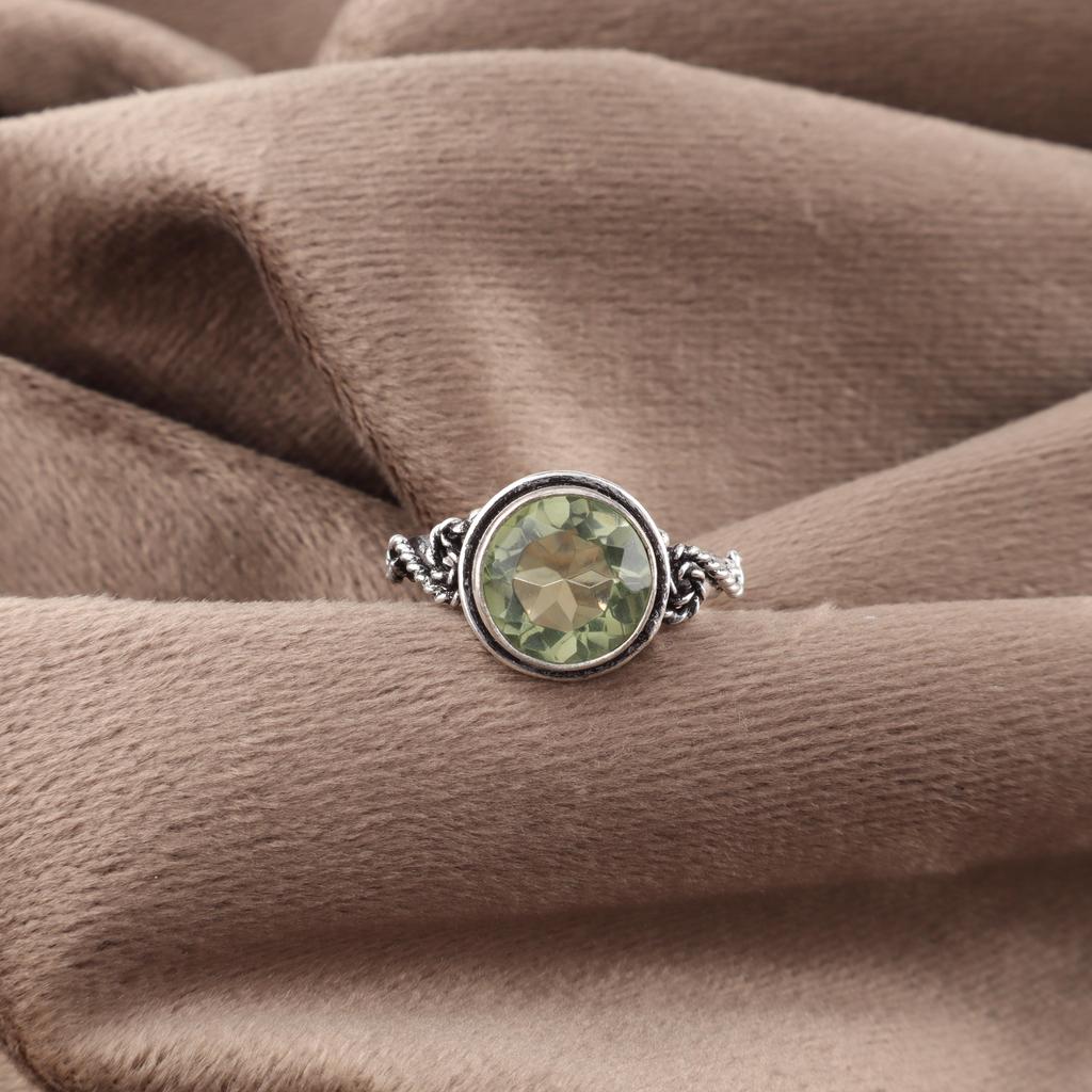 Green Amethyst Gemstone Ring, 925 Solid Sterling Silver Ring, Handmade Dainty Jewelry, Gift For Mother Day