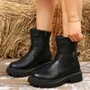 Модная обувь для женщин 2024 Высокое качество Боковая молния Женские ботинки Зима Круглый носок Однотонные Короткое голенище Платформа Массивный каблук Модные ботинки