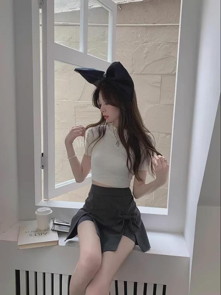 Весна 2024 Женские брюки-юбки А-силуэта с разрезом-бантом - Модный и милый дизайн