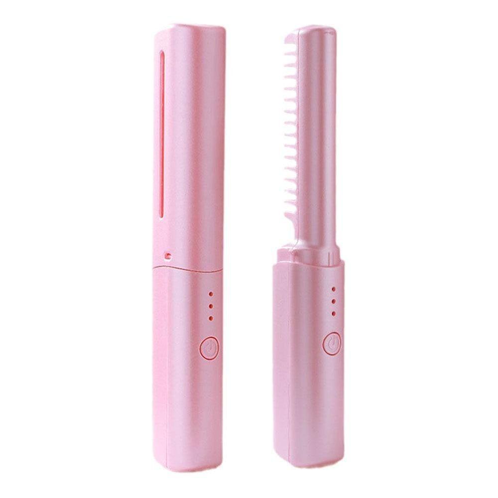 Rechargeable Hair Straightener 2 In 1 Fast Heating Comb Portable Lazy Wireless Hair Hot Comb  Women