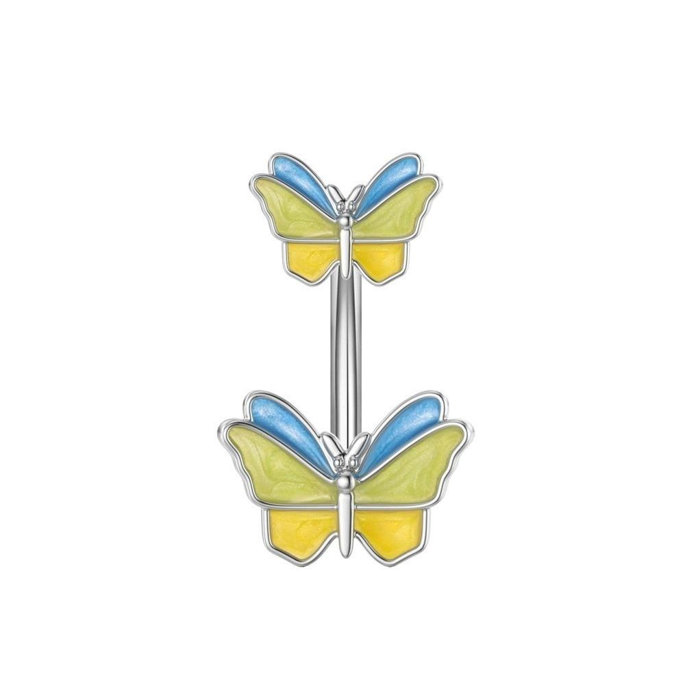 Sunflower Zircon Navel Ring Butterfly Heart Belly Button Ring Vintage Body Piercing Jewelry Girl