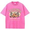 Футболки женские из хлопка Street Washed California Los Angeles с коротким рукавом Oversize O-Neck с потертостями Женская одежда