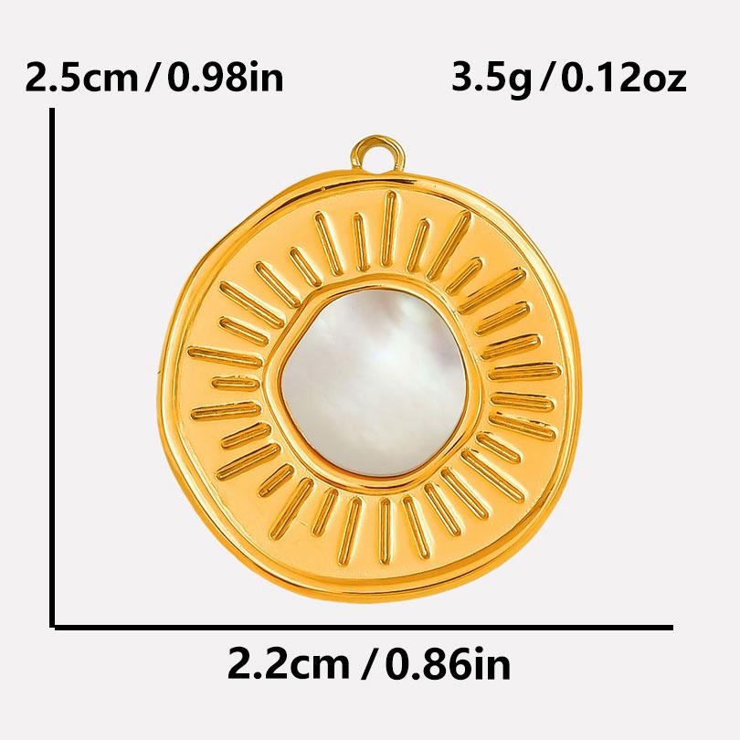 2pcs White Shell Charm Stainless Steel Pendants For Jewelry Making Supplies Mirror Sun Heart DIY Charms In Bulk Real Gold Plated