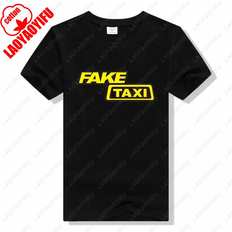 Mens Cotton Tshirt Fake Taxi Tshirt Crew Neck Short Sleeved Casual Letterprint Tshirt Summer Simple Classic Style Tops