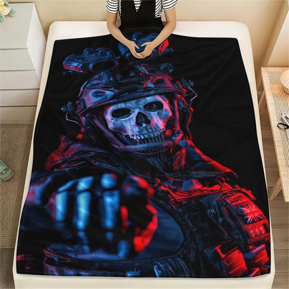 1PC GHOST Print Flannel Blanket, High quality Comfortable for All Seasons, Home Decor, Warmth and Comfort, Perfect for Christmas Gifts159