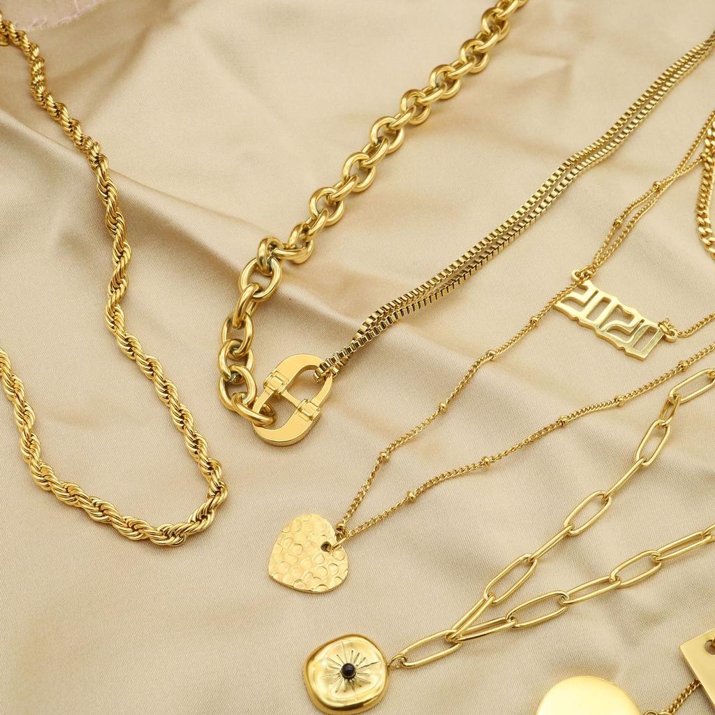 Универсальное ожерелье из титановой стали с позолотой PVD из нержавеющей стали с грубым плетением, модная цепочка для ключей