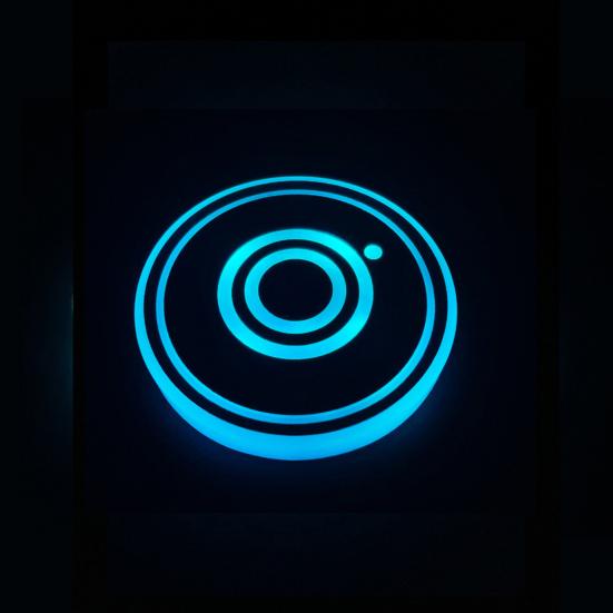 1 Pair Glowing Coaster for Car Smart Sensing Rechargeable 3 Mode Lighting 7 Color Cycle Breathing Light up Car Coasters LED Cup Holders