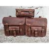 Leather Saddle Bag Motorcycle Pouch Buffalo Hide Leather Bag Motorcycle Saddlebag Brown Handmade Motorbike Panniers Set of 3 Bags