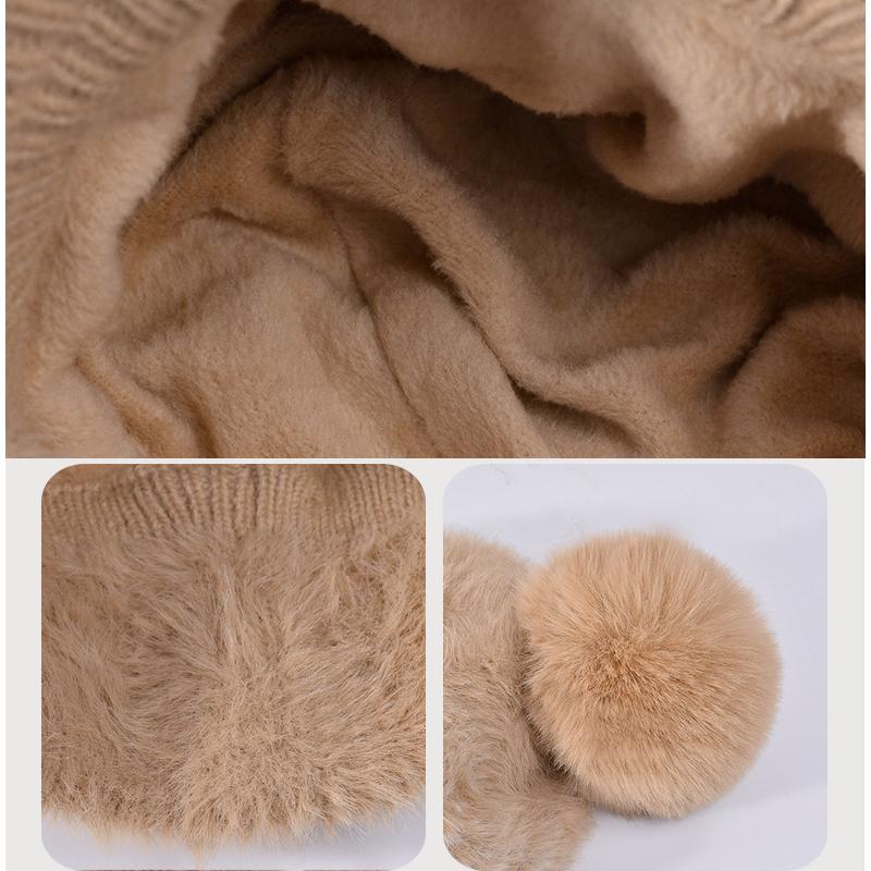 Мягкая бейсболка для защиты ушей, женская зимняя теплая вязаная шерстяная кепка для защиты от холода