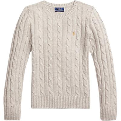 Polo Однотонный свитер с кабельным узором, круглым вырезом, для детей 313854245-002