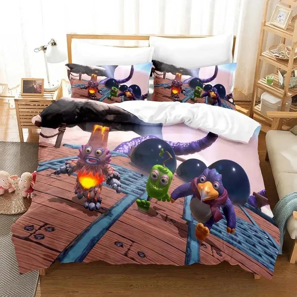 Игровой Комплект Постельного Белья My Singing Monsters Односпальный Полуторный Двуспальный Евро Размер Кинг Сайз Комплект Постельного Белья Для Спальни Взрослых Мальчиков Пододеяльник Комплекты Домашний Текстиль