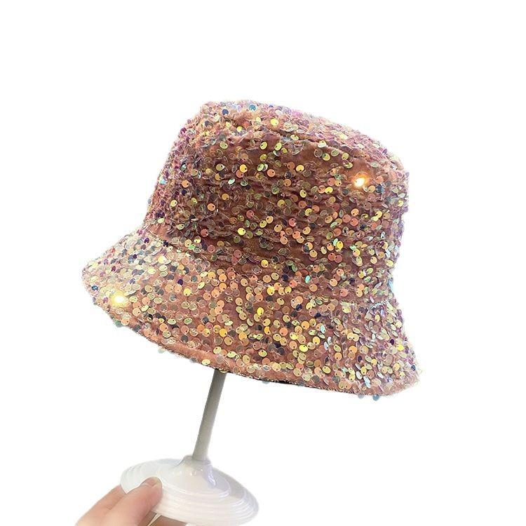 Hat versatile fashion colorful sequined bucket hat street versatile sunshade performance basin hat Internet celebrity