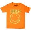 Детская футболка Nirvana Белая Улыбка Логотип группы новая Официальная Оранжевая Возраст 5-15 лет Унисекс Футболка