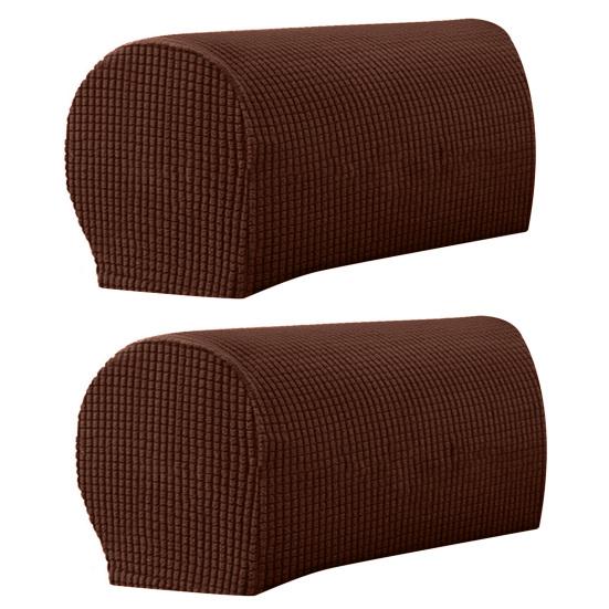 2 Pcs Sofa Arm Cover Elastic Thickened Dirt-resistant Solid Color Soft Fabric Anti-Slip