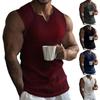 Men's Summer Vertical Stripe Solid Color V-Neck Wide Shoulder Vest