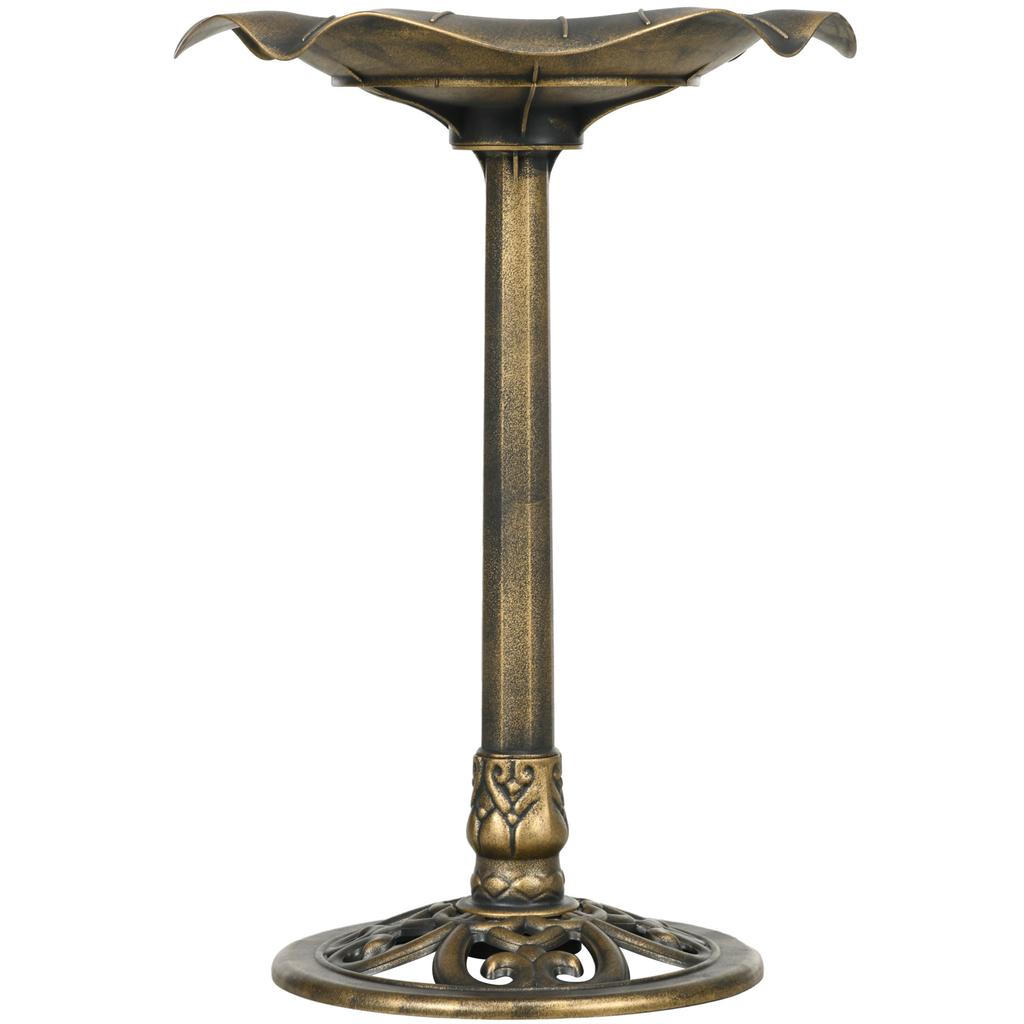 71cm Bird Bath for Garden. Standing Pedestal Birdbath with Lotus Leaf Basin. Vintage Decorative Bird Bath Bowl for Outdoor. Bronze Tone