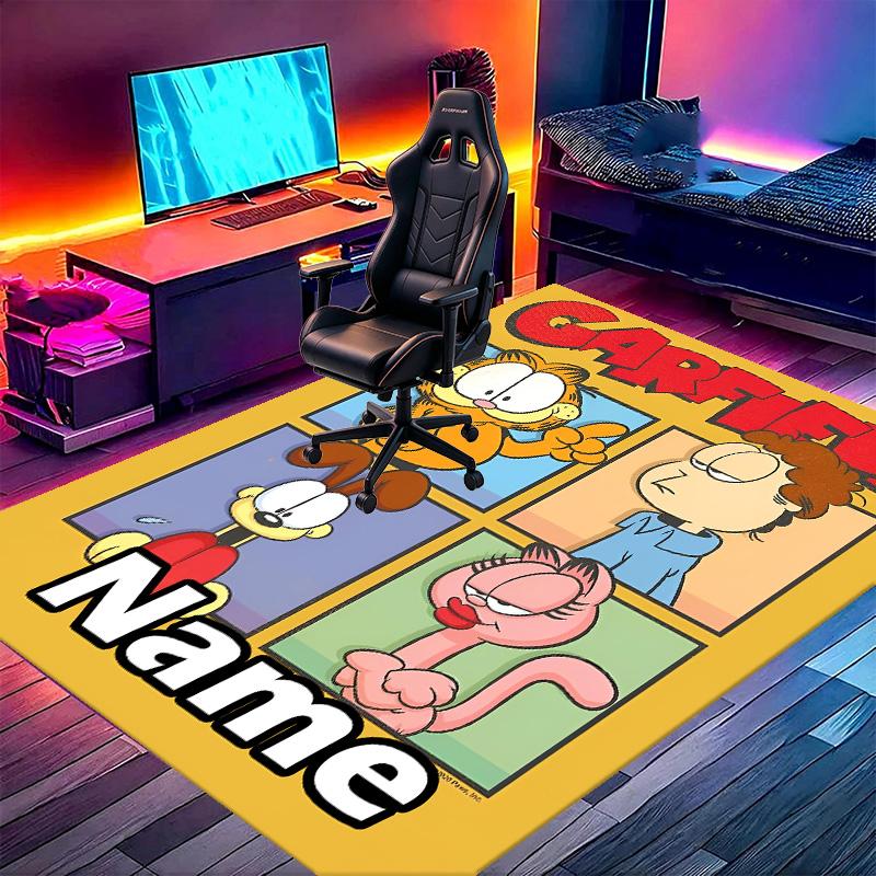 Custom Name Personalized Garfield Print Carpet, Versatile Home Decor Rug, for Playroom, Apartment, Balcony, Entryway, Hallway Gift
