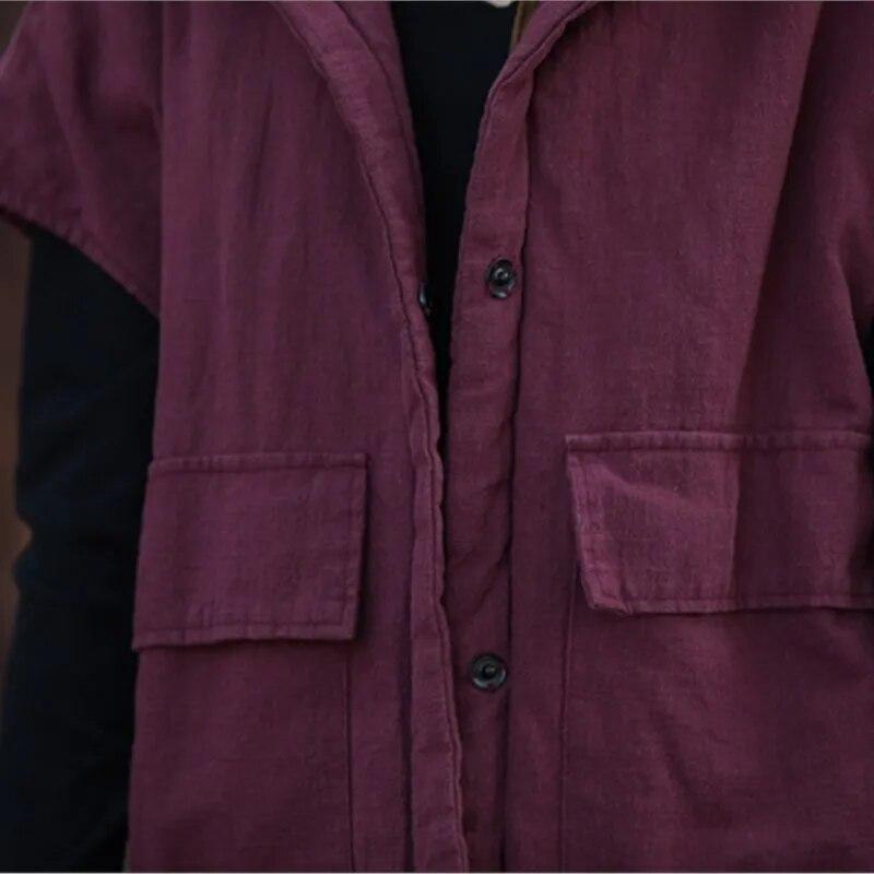 Johnature Женские винтажные жилеты с капюшоном, пальто, теплая одежда на пуговицах, лоскутная одежда с карманами, зимняя хлопковая жилетка