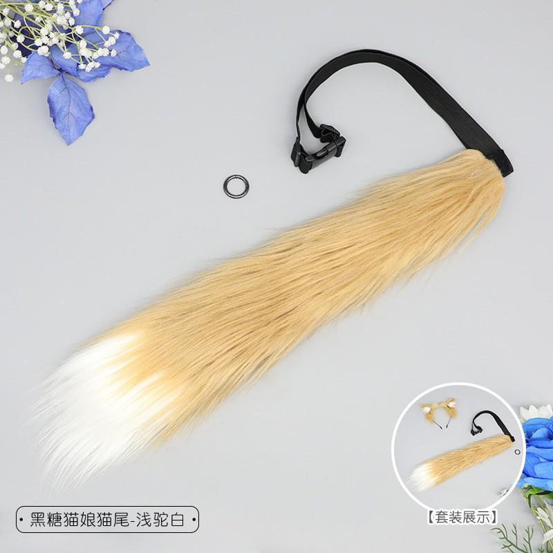 Handmade Plush Cat Ear Hair Clip Tail Set Cosplay Anime Convention Kawaii Accessory Adult Costume