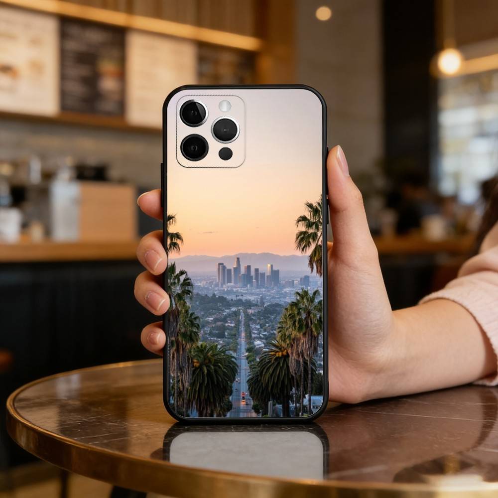 California Travel Los Angeles Phone Case For iPhone 17,16,15,14,13,12,11 Plus,Pro Max,Soft Silicone Black Cover