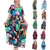 Beach Coverup Colorful Floral Printed Vacation Loose Robe Bikini Sun Shirt