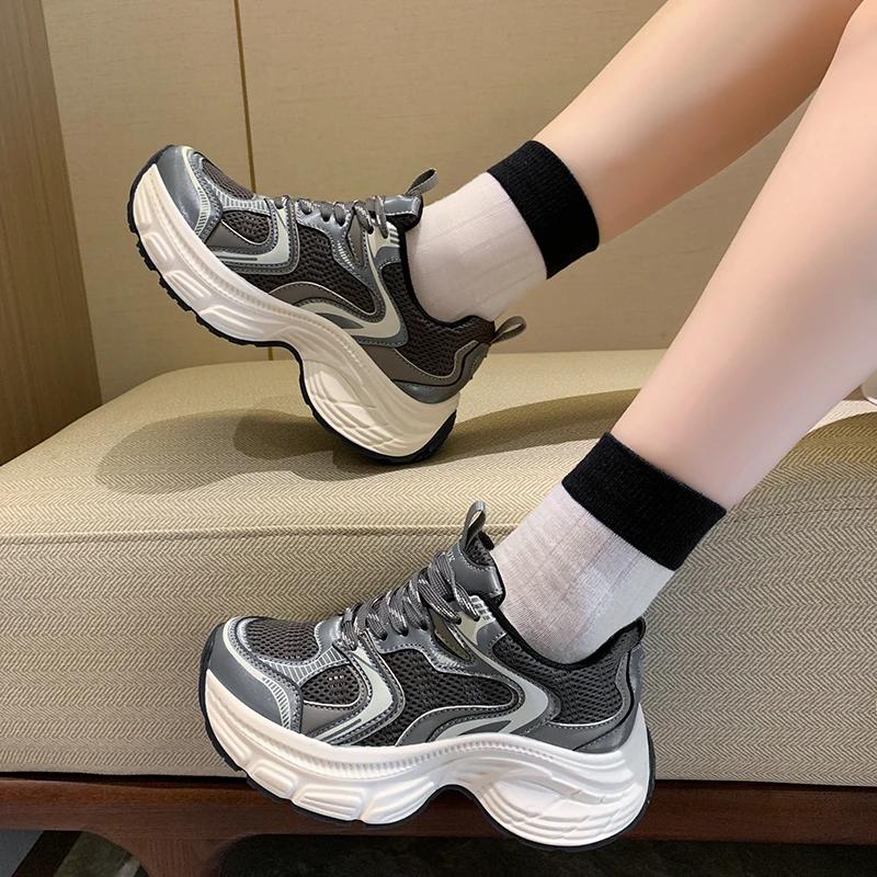 Fashion Designer Women Shoes 2024 New Color Block Women's Sneakers Autumn Light Breathable Casual Platform Shoes Zapatos De Mujer