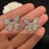 Huitan Noble Butterfly Stud Earrings Cute Ear Accessories Girls Accessories with Bright Cubic Zirconia Chic Women Party Jewelry