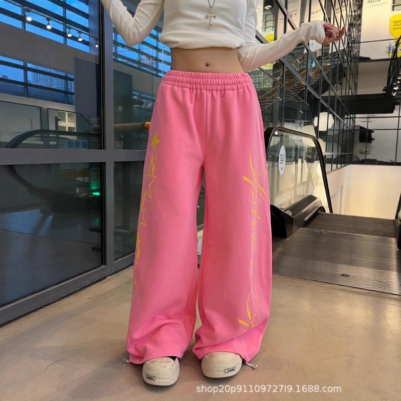 Ленивый ветер принт звезды осень новые эластичная талия широкие брюки кэжуал мужские свободные драпирующиеся кэжуал спортивные штаны