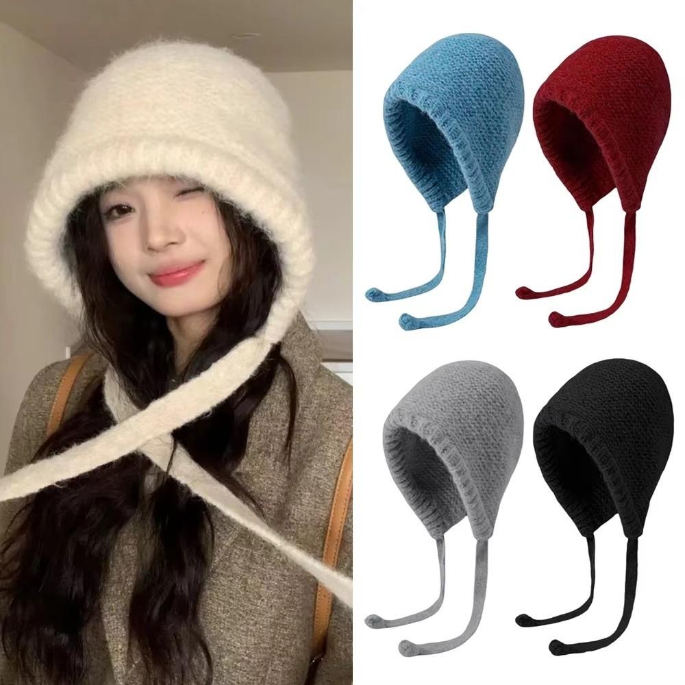 Windproof Knitted Woolen Hat Thickened Cover Head Cap Casual Beanie Cap Winter