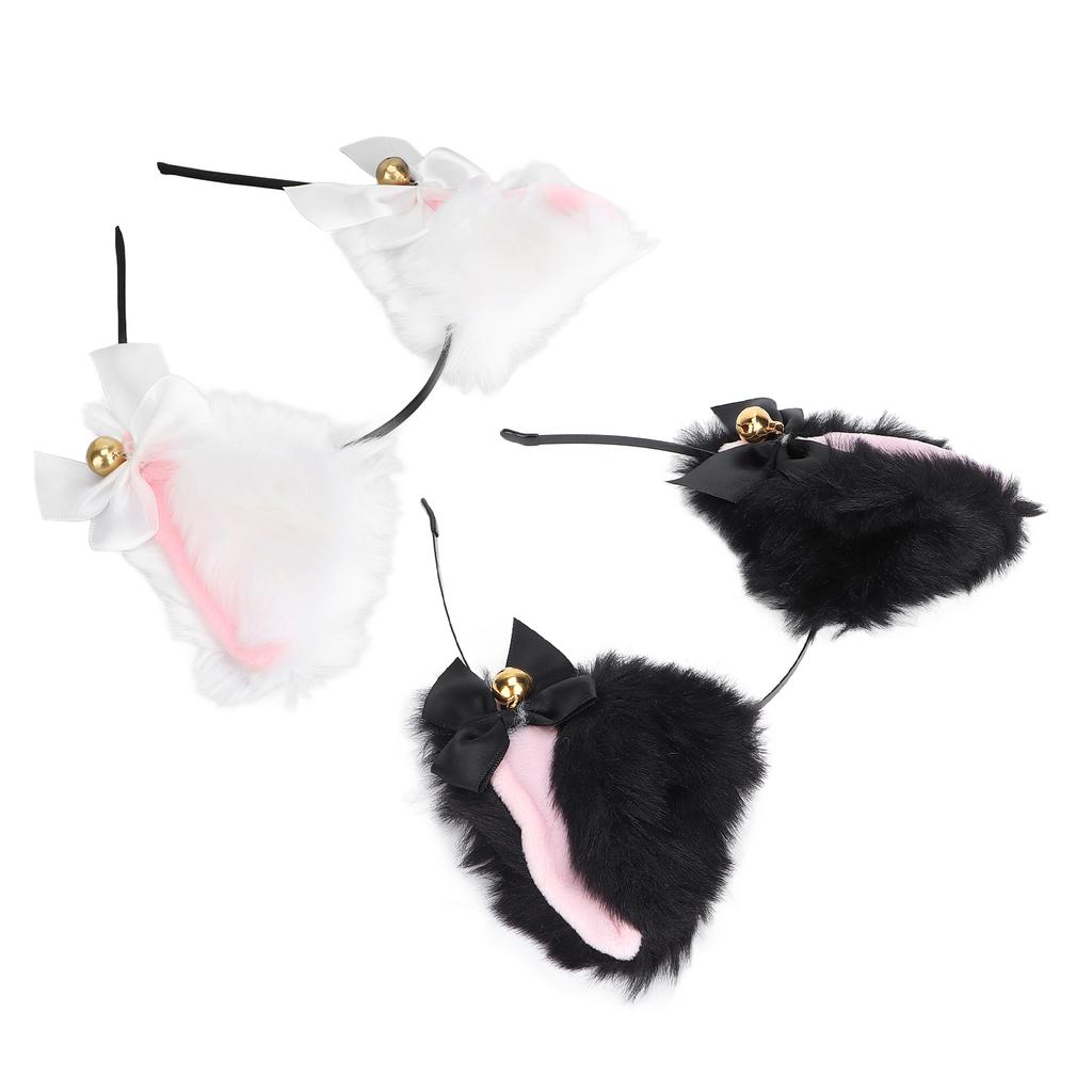 Милая плюшевая повязка на голову с кошачьими ушками и колокольчиком для костюмированной вечеринки на Хэллоуин