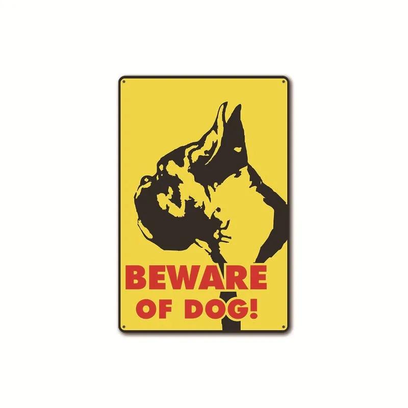 2020 New Be Aware Of Dogs Warning Sign Vintage Metal Decorative Plaques Garden Farm Public Area Warning Mark Wall Decor Poste