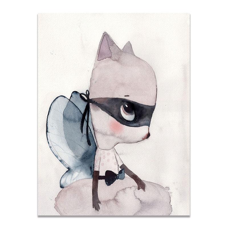 Современный скандинавский кролик для девочек, ангел, настенное искусство, мультяшная картина на холсте, спрей, цветной художественный постер, детские настенные фрески для детской комнаты