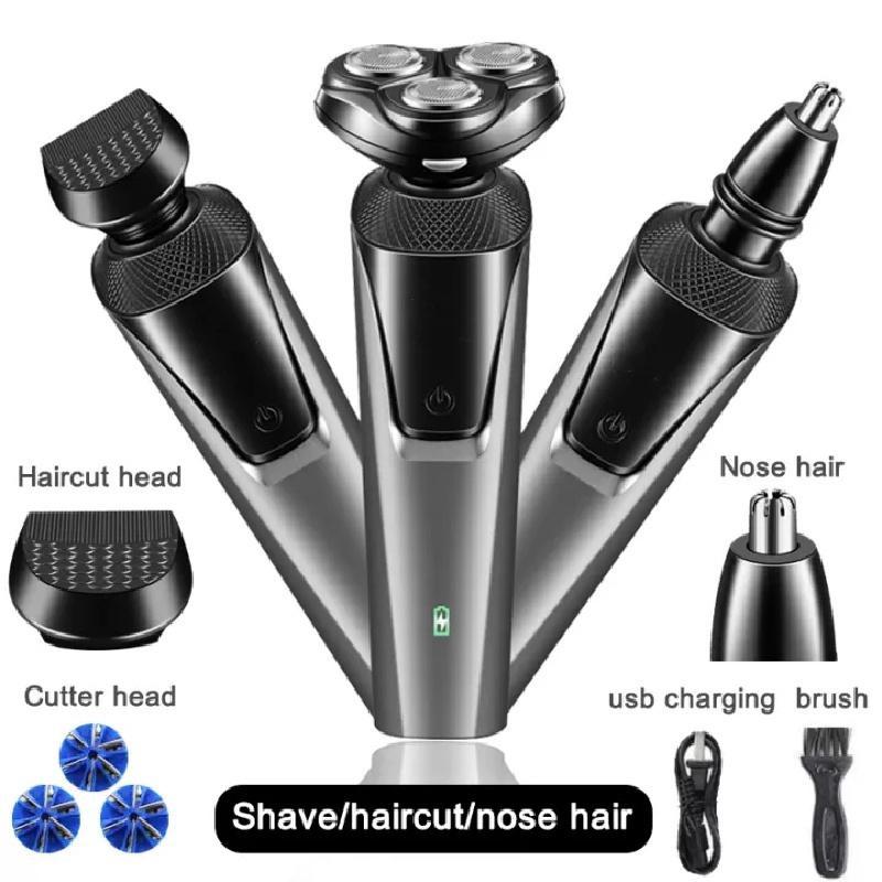 Электрическая бритва, электробритва для стрижки волос, бритвенный станок для мужчин, машинка для стрижки бороды, триммер для бороды, роторная бритва, 100% водонепроницаемость