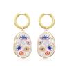 Trendy Colorful Eye Heart Star Pattern Stainless Steel Hoop Earrings Woman Vintage Geometric Enamel Gold Color Female Jewelry