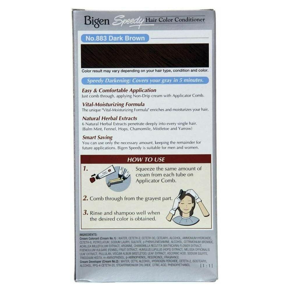 Bigen Speedy Hair Color Conditioner Dark Brown, 883 with Natural Herbs, 80g