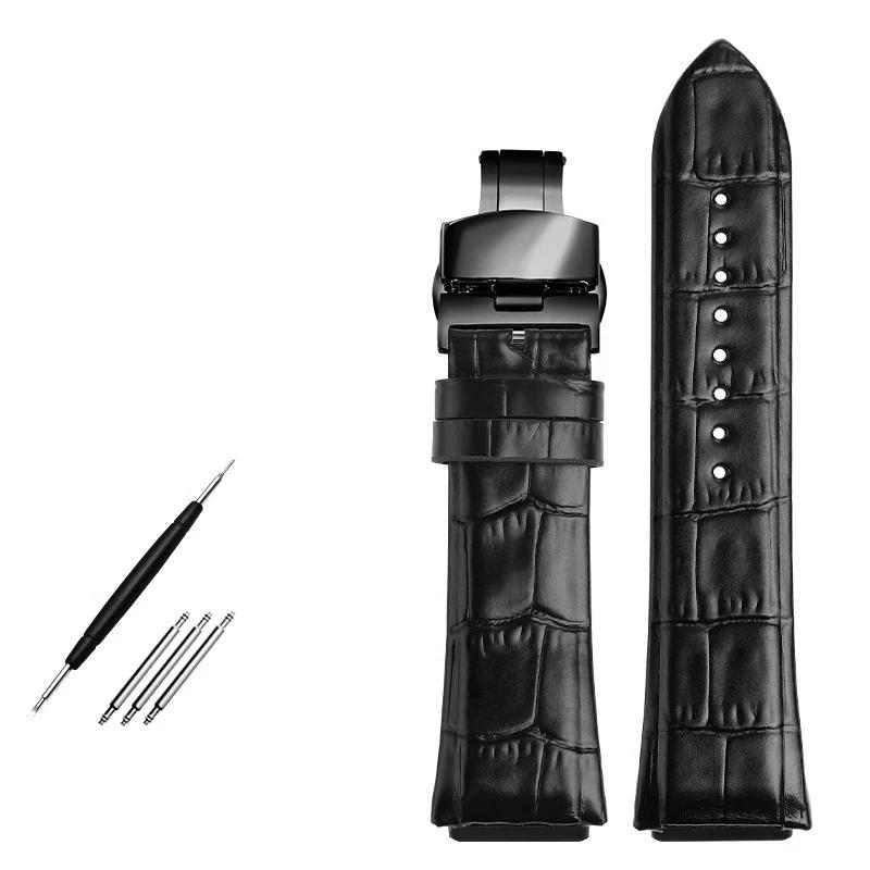 Genuine Leather Watchband For GUESS W0040G3 W0247G3 W0040G7 Series Blue Cowhide Watch Straps 22mm Wrist Band Men Bracelet