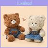 Cartoon Embroidered Cute Denim Overalls Teddy Bear Plush Toy For Children Gift