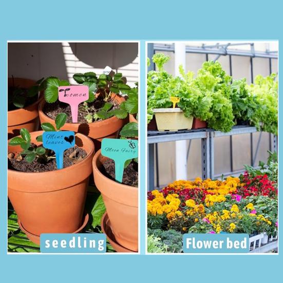 100 шт. Т-образные бирки для растений, садовые этикетки, пластиковые маркеры для растений, водонепроницаемые многоразовые этикетки для растений с маркером для наружного сада, рассады