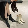 2025 Autumn and Winter New Temperament Pointed Belt Buckle Thin Heel Thin Short Boots