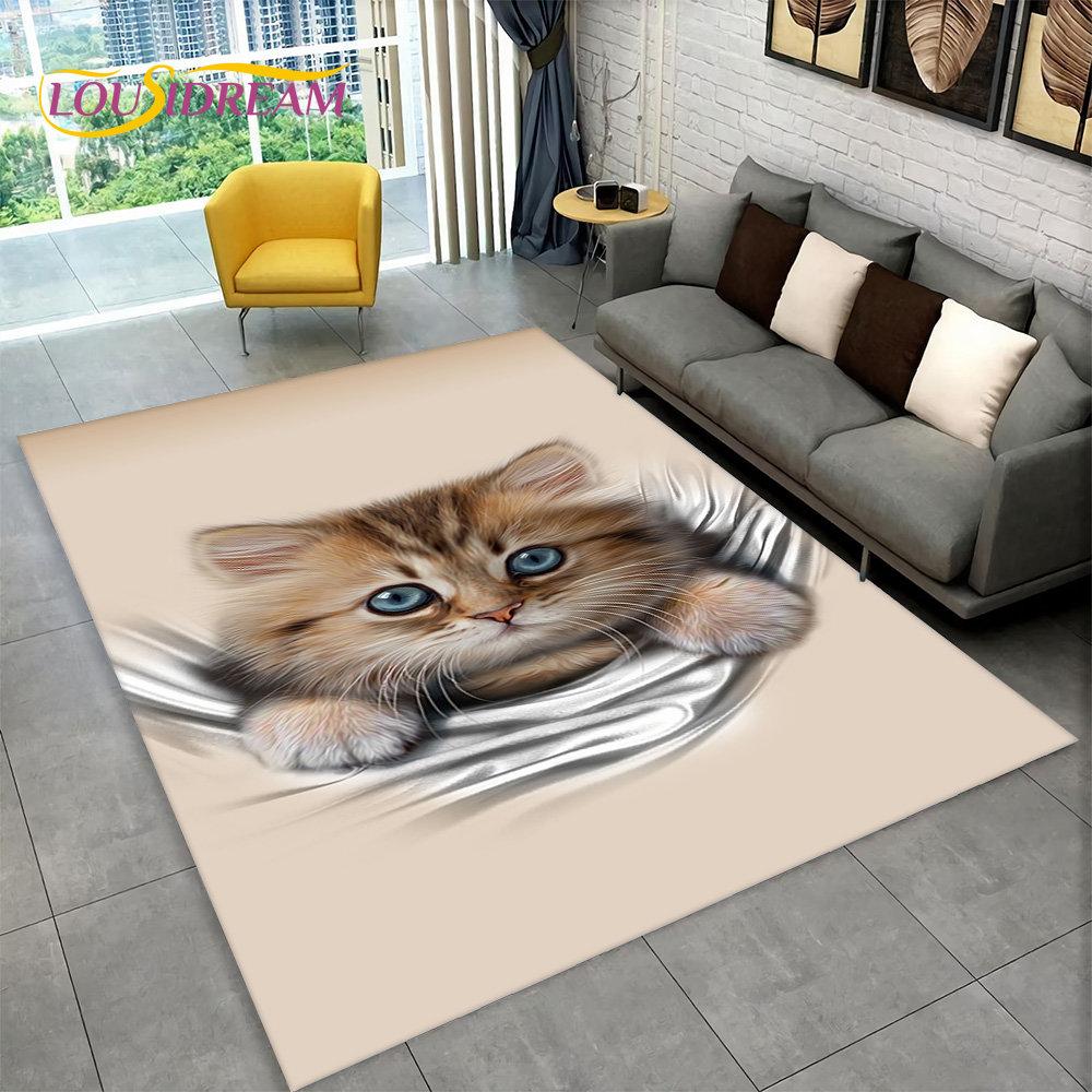 3D милый ковер с рисунком кота, ковер для дома, гостиной, спальни, дивана, кухни, коврик для украшения, детский нескользящий напольный коврик