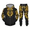 New Set 3D Printing Fashion Personality Creative Mens Zipper Hooded Suits Casual Sweatshirt Sweatpants Two Piece Sets Tracksuits