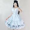 Halloween Alice In Wonderland, Japanese Cute Maid, Blue Short-sleeved Princess Dress