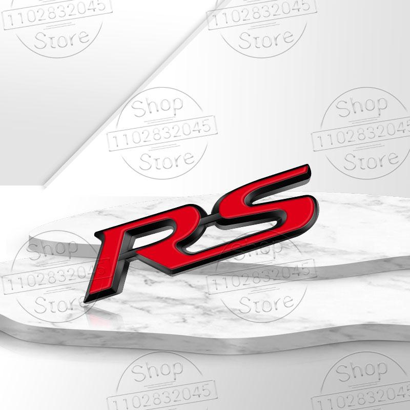 For Car Sport RS Sticker Acceessories 3d Metal RS Sticker Letters Logo Car Front Grille Rear Trunk Emblem Badge