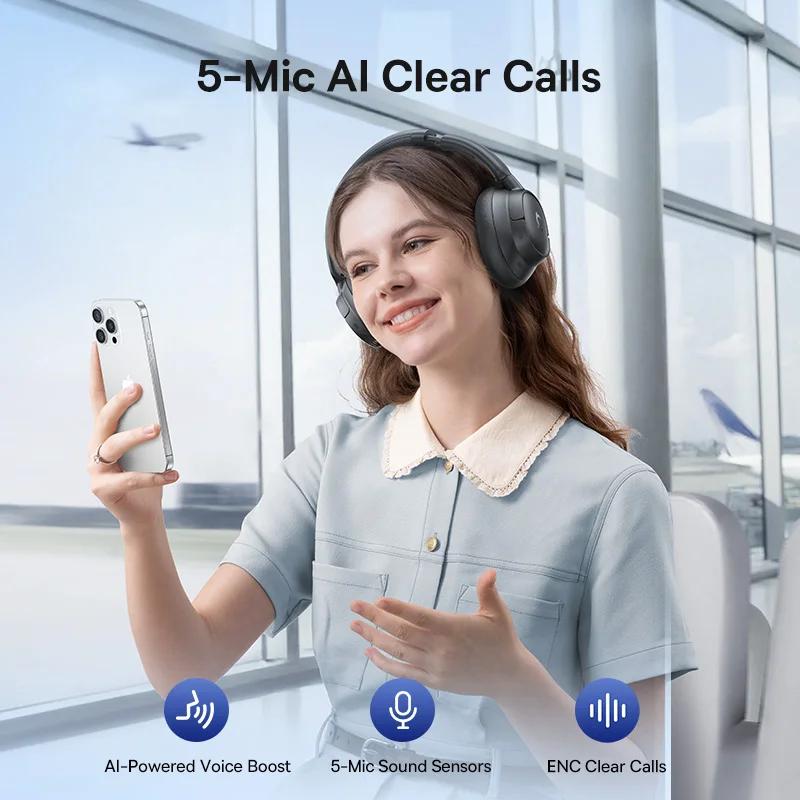 Baseus EH10 NC ANC Wireless Headphones 45dB Adaptive Hybrid Noise Cancelling Headsets Hi-Res LDAC Headphone Bluetooth 6.0 80Hrs