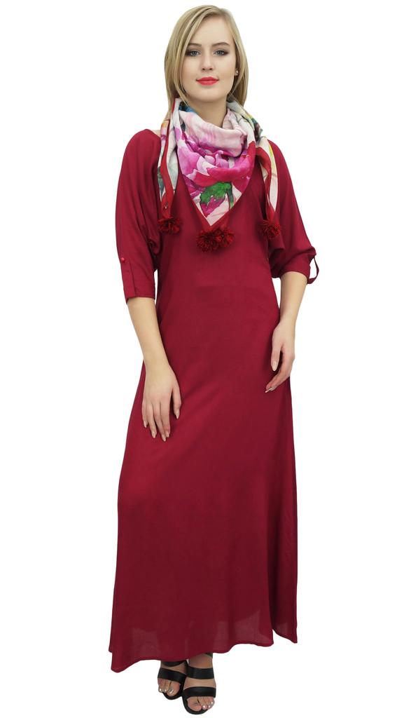 Bimba Women's Boho Black Maxi Dress With Tassel Scarf Designer Summer